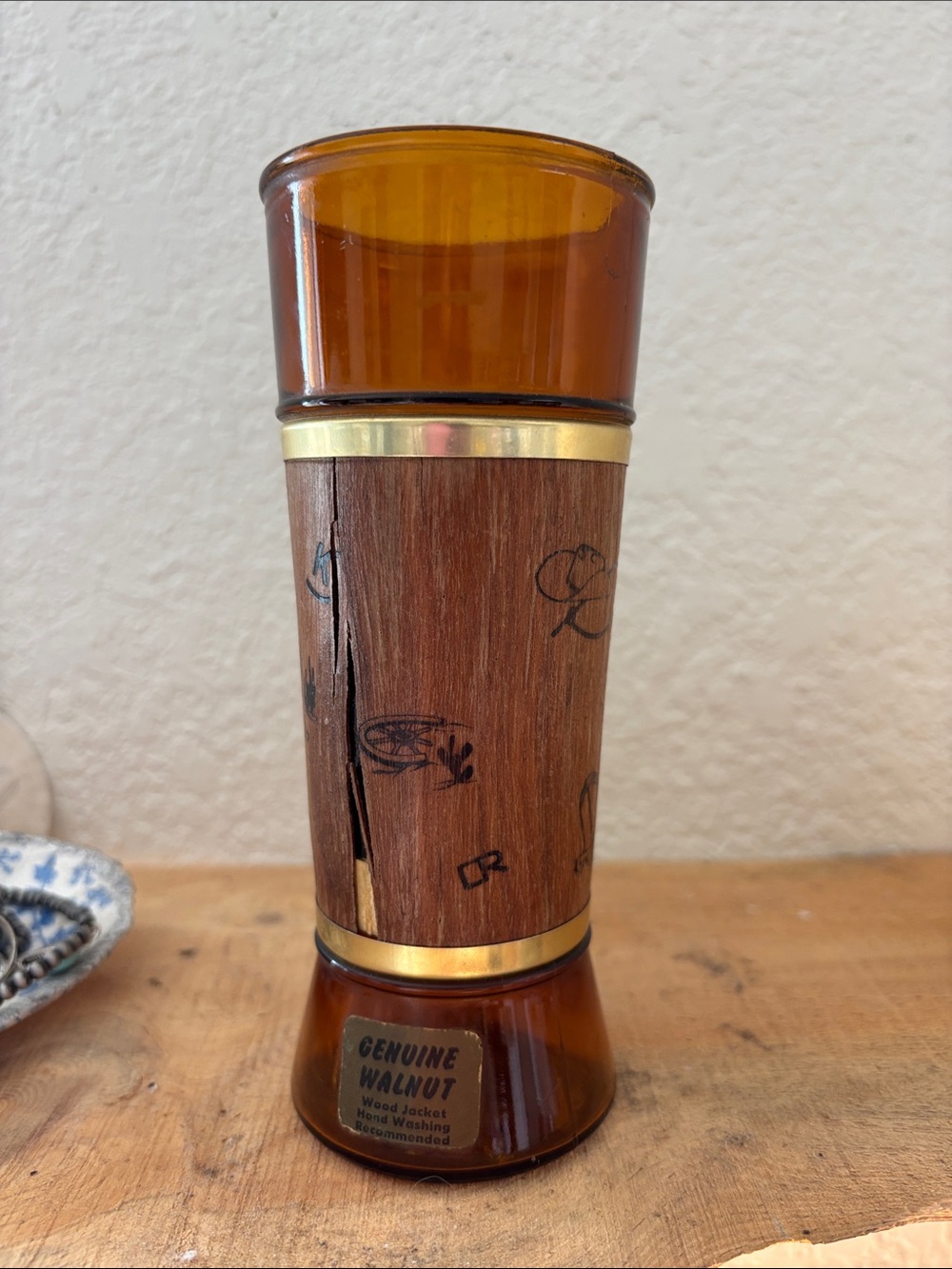 Siesta wear Walnut Amber Glass and Wood Tumbler - Classic Home Dining Accent